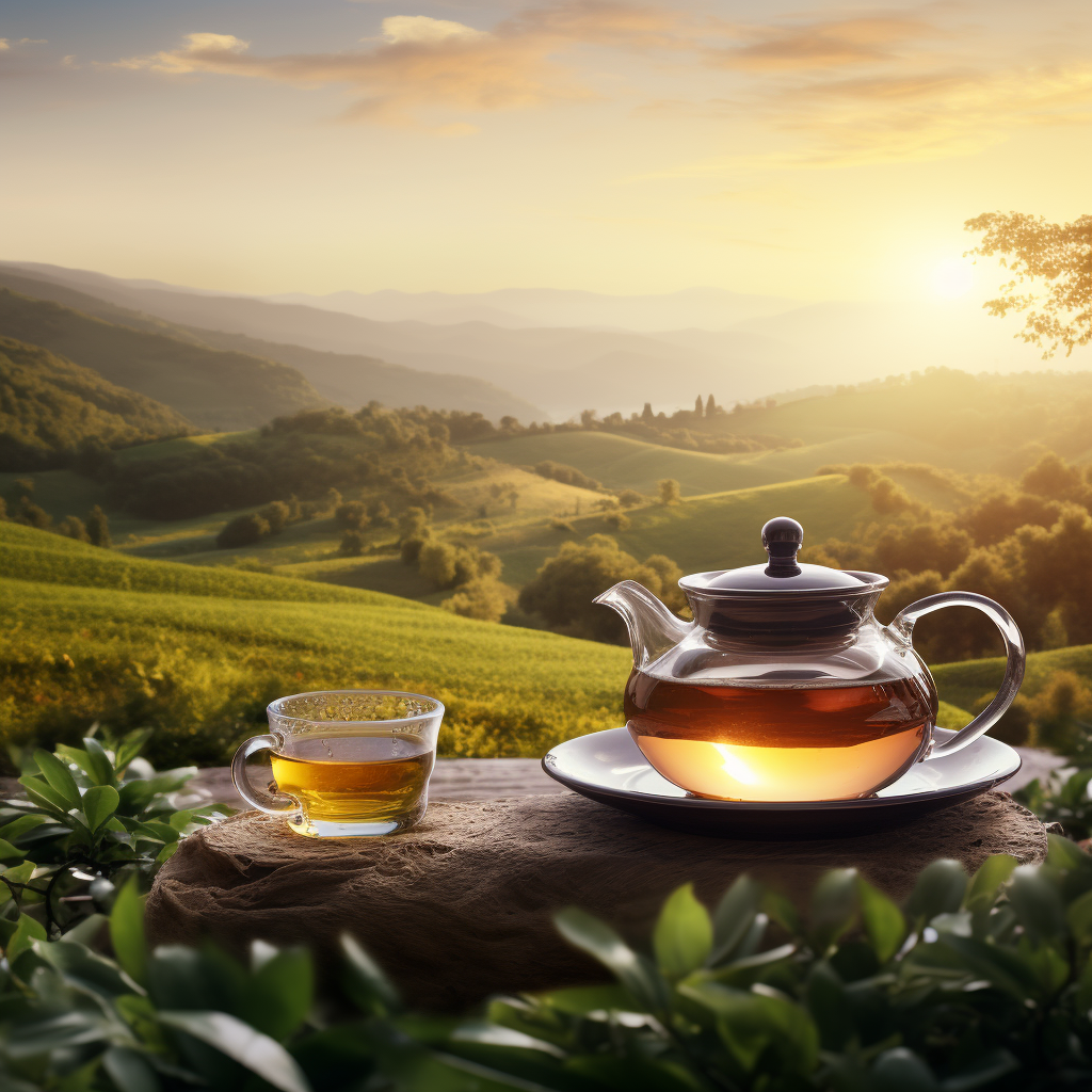 Théière avec tasse de thé pour thé box